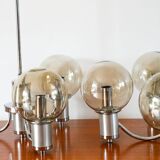 Lustre trois branches, en chrome et globes en verre fumé, Design, 1970