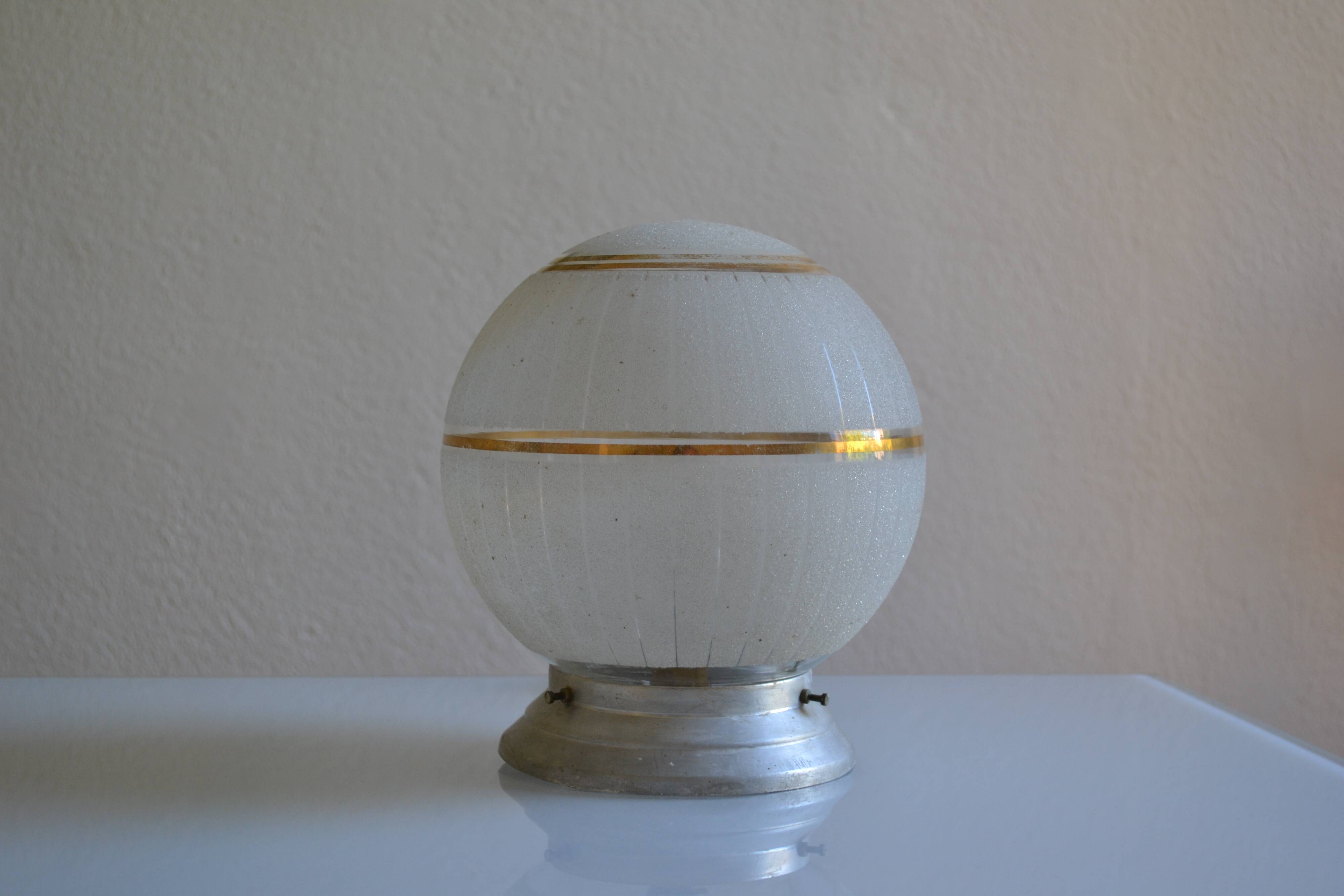Art deco frosted glass ball table lamp