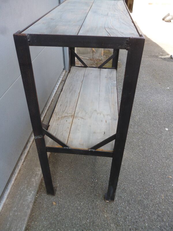 Desserte d'atelier fer et bois