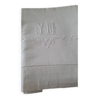 Beau drap métis brodé et monogrammé  YM