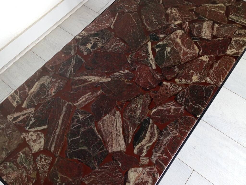 Table basse en pierre naturelle et résine, années 70