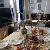 Putti candelabra 4 candles louis xvi style design pieces late 20th century. signed