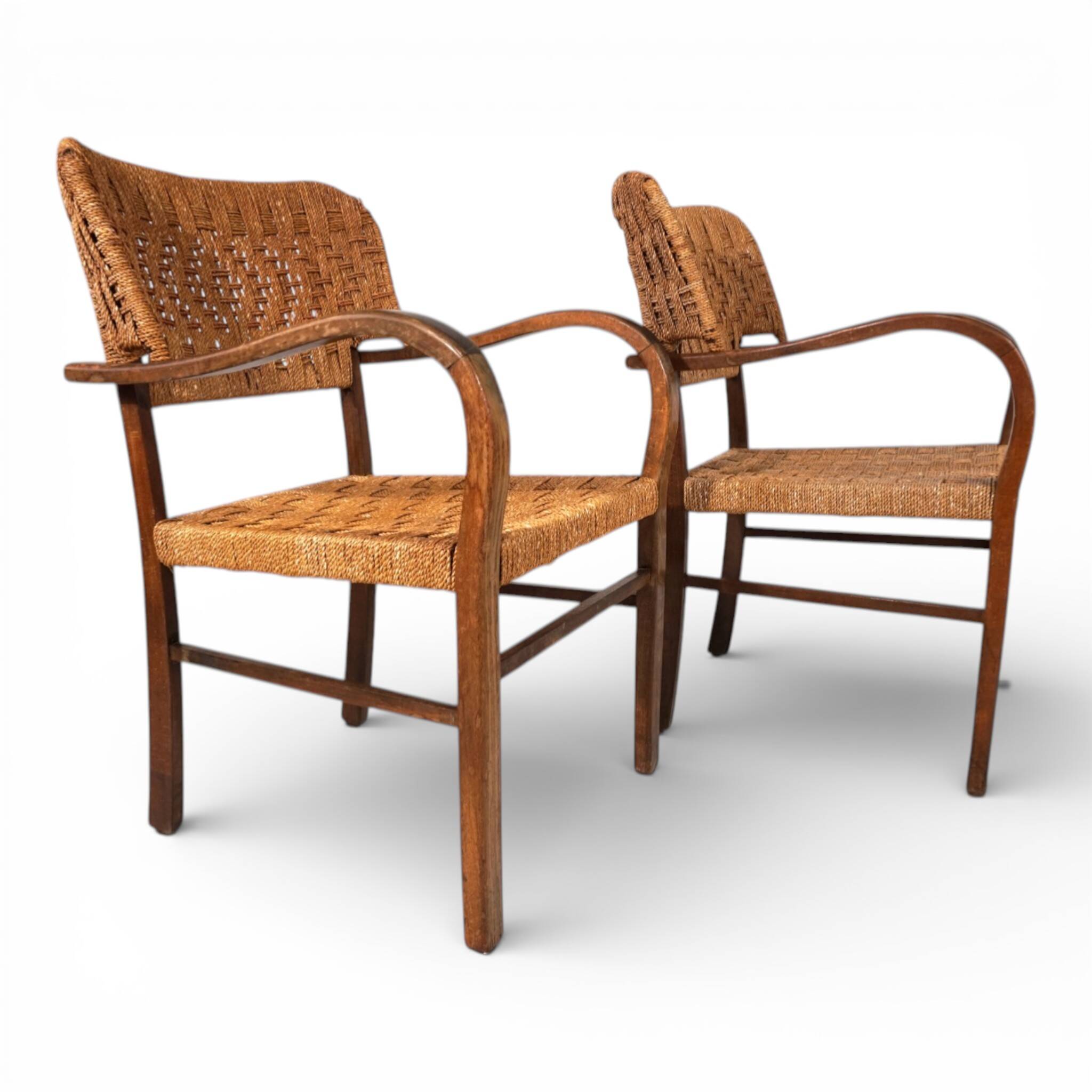 Set of 2 Bauhaus rope-weave chairs by Erich Dieckmann, 1930