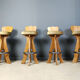 Set of 4 vintage brutalist bar stools, 1960s