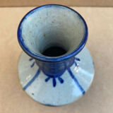 Glazed ceramic vase by Marcel Noverraz, signed, with vintage blue decoration.