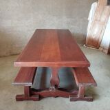 Ensemble table de ferme et 2 bancs
