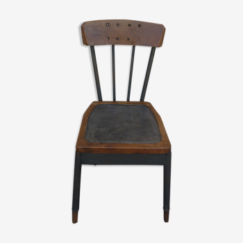 Chaise d'atelier en métal et  bois