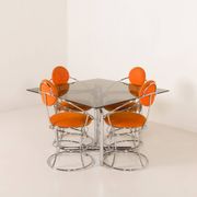 Italian Space Age dining table with 4 chairs attributed to Giotto Stoppino, 1970s