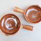 Flat glazed earthenware fondue pot