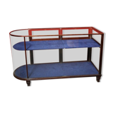 Mahogany showcase case with curved glass