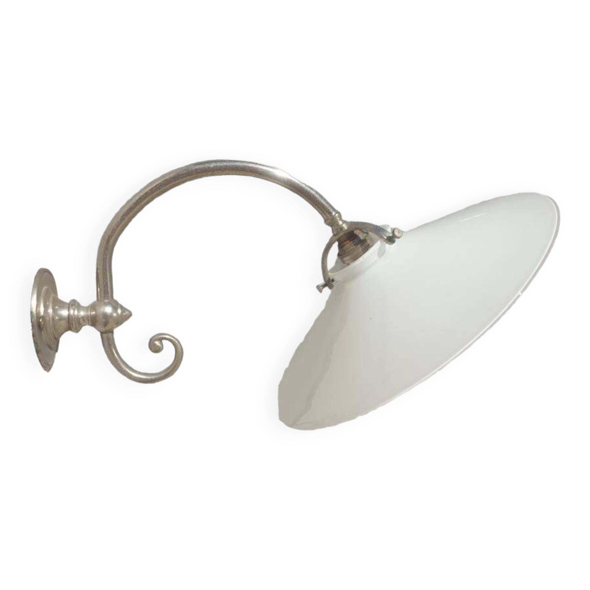 Wall lamp in opaline chrome scrolls Art Deco