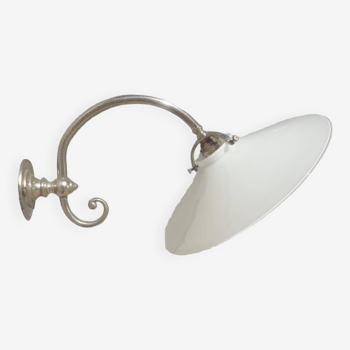 Wall lamp in opaline chrome scrolls Art Deco