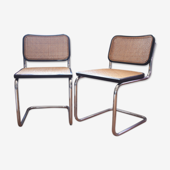 Pair of chairs cesca B32 Marcel Breuer black Gavina