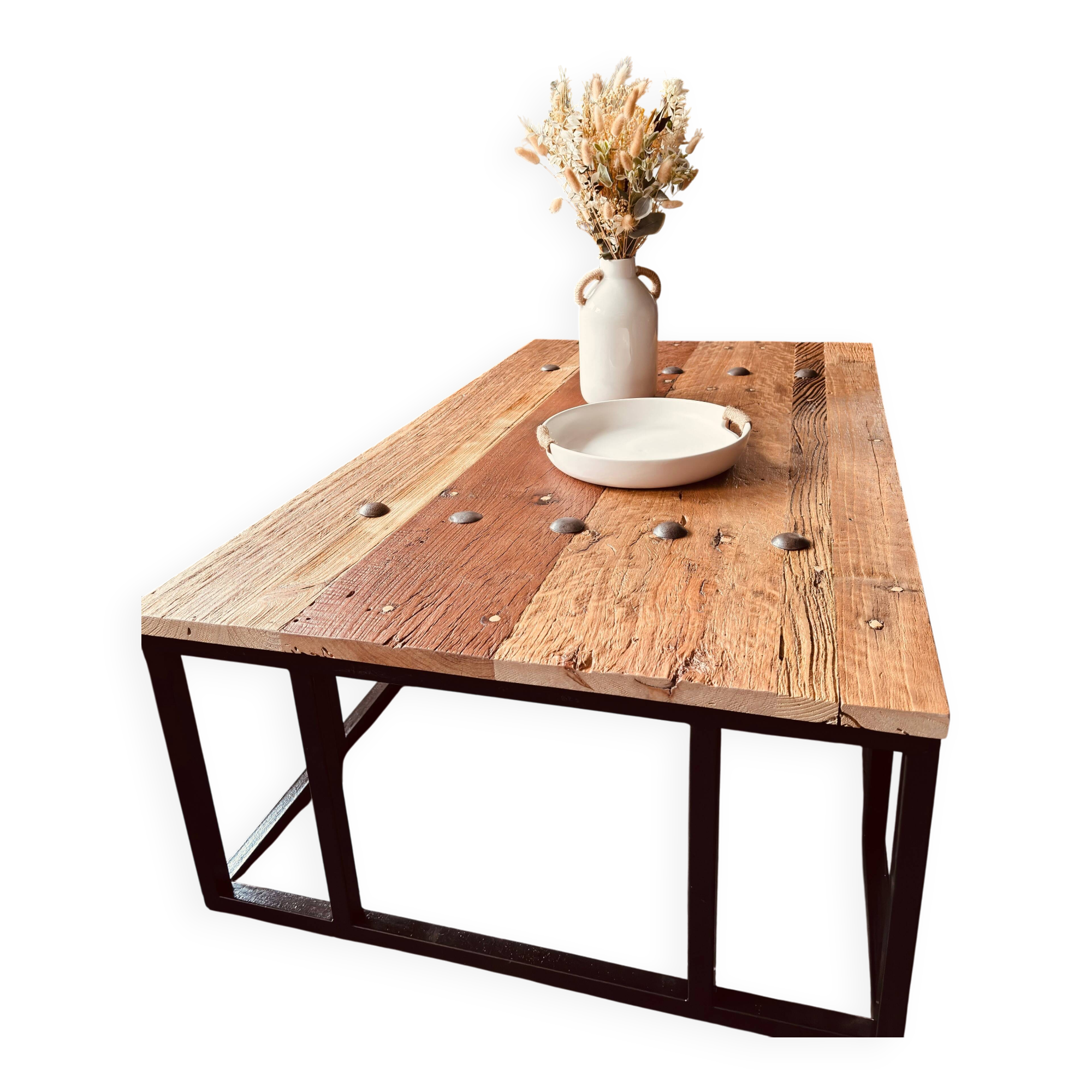 Richmond Interiors Coffee Table – Elm Wood & Metal