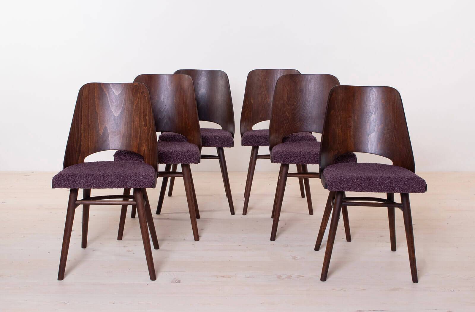 Set of 6 Dining Chairs by R. Hofman for TON, Model 514, 1960s, Reupholstered