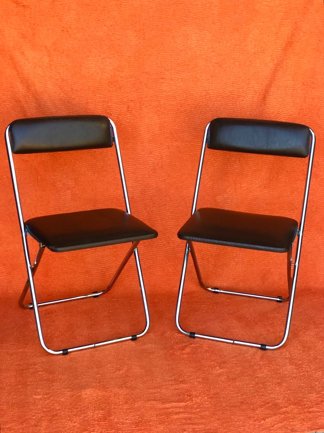 SET OF 2 VINTAGE FOLDING CHAIRS 1970 SKAI BROWN