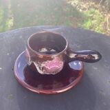 Coffee or tea service in enameled ceramic by Marius Giuge, artisan potter in Vallauris,