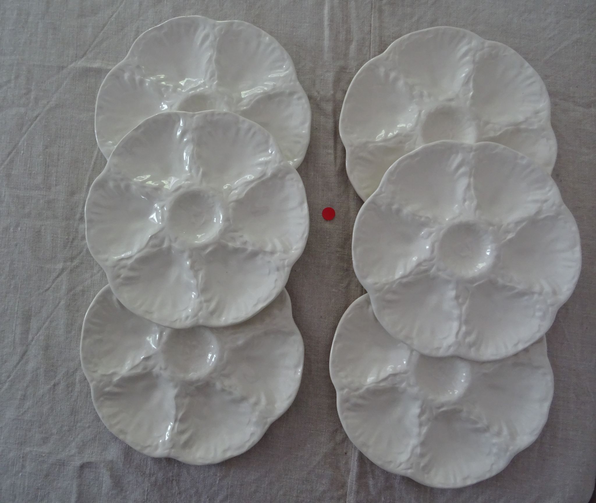6 Plates with oysters white manufacture GIEN old