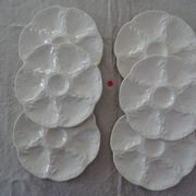 6 Plates with oysters white manufacture GIEN old