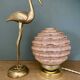 Vintage art deco globe table lamp in pink and gold Clichy glass