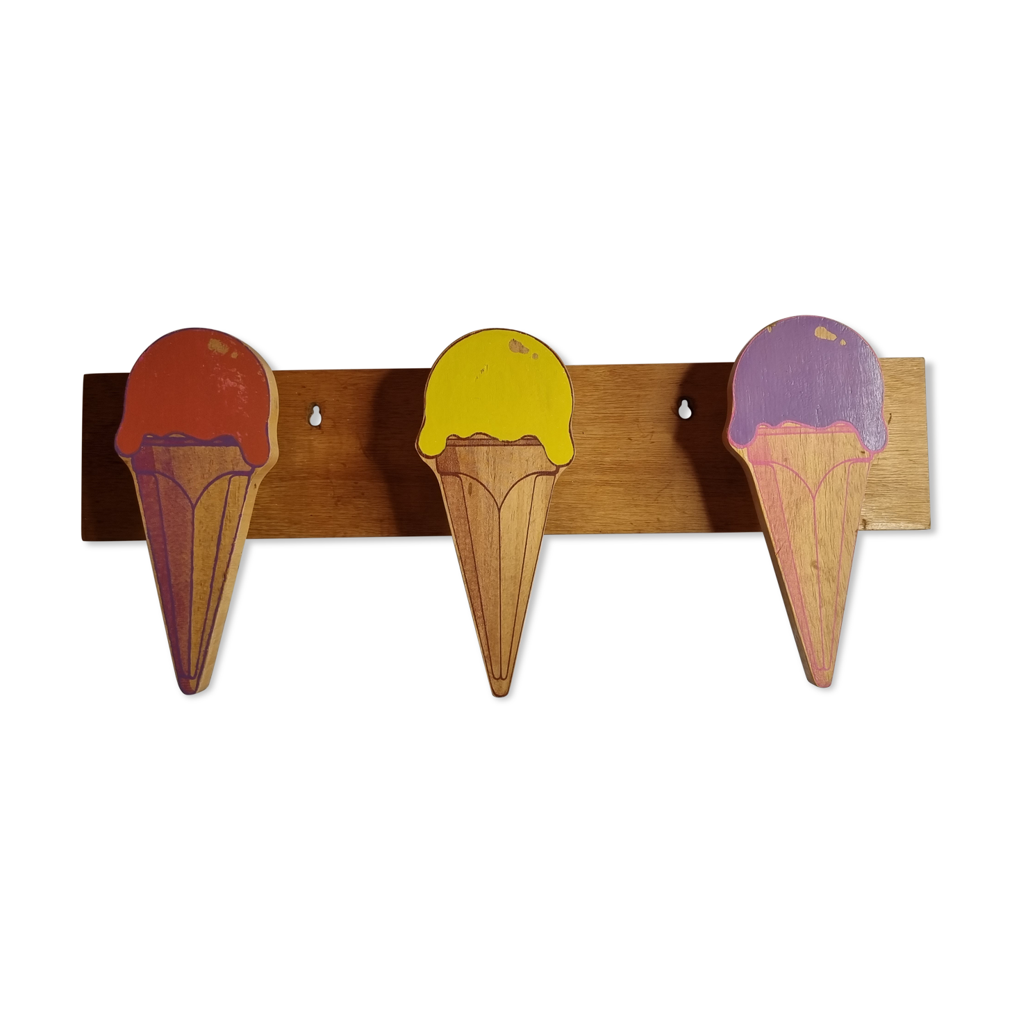 Portemanteau trois patères "ice cream", vintage, années 80