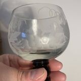 3 two-tone stemmed glasses with olive green stems