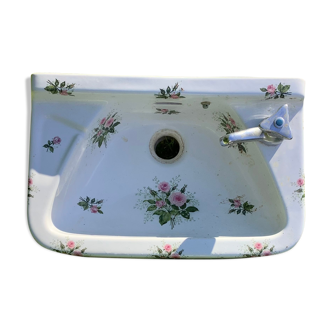 Washbasin vintage porcelain flowered porcelain