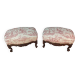 Pair of Louis XV style walnut stools
