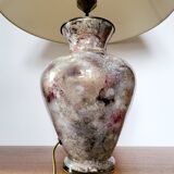 Grote gepatineerde glassen tafellamp van Laque Line jaren 1970