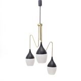 Brass chandelier with 3 pendants, 1950s