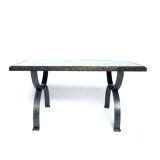 Table d’appoint en fer forgé vintage brutaliste par Raymond Subes