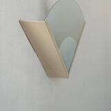 Vintage wall lamp, beige lacquered metal and sandblasted glass, France 1970