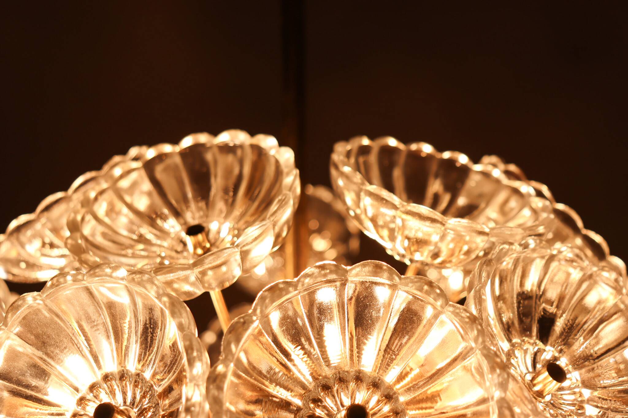 Space Age Sputnik ceiling chandelier/ceiling lamp with crystal flowers, Germany, 1970s