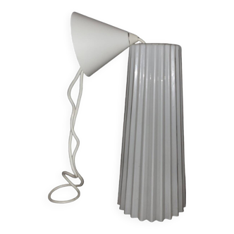 Opaline pendant light in pleated glass