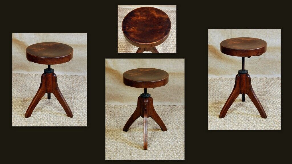 Workshop or piano swiveling stool 50s