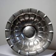 Large basin, bowl, Olri Italy vintage 1950s silver plated hammered.
