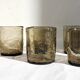 5 vintage water glasses in smoked bubbled glass