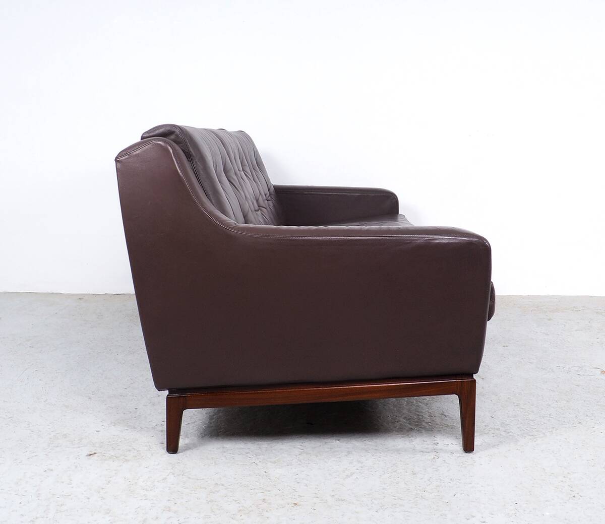 Vintage Brown Leather Sofa on Rosewood Legs from Porfilia Werke, 1960s