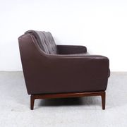 Vintage Brown Leather Sofa on Rosewood Legs from Porfilia Werke, 1960s