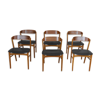 6 Scandinavian chairs in Teak Farstrup 60s