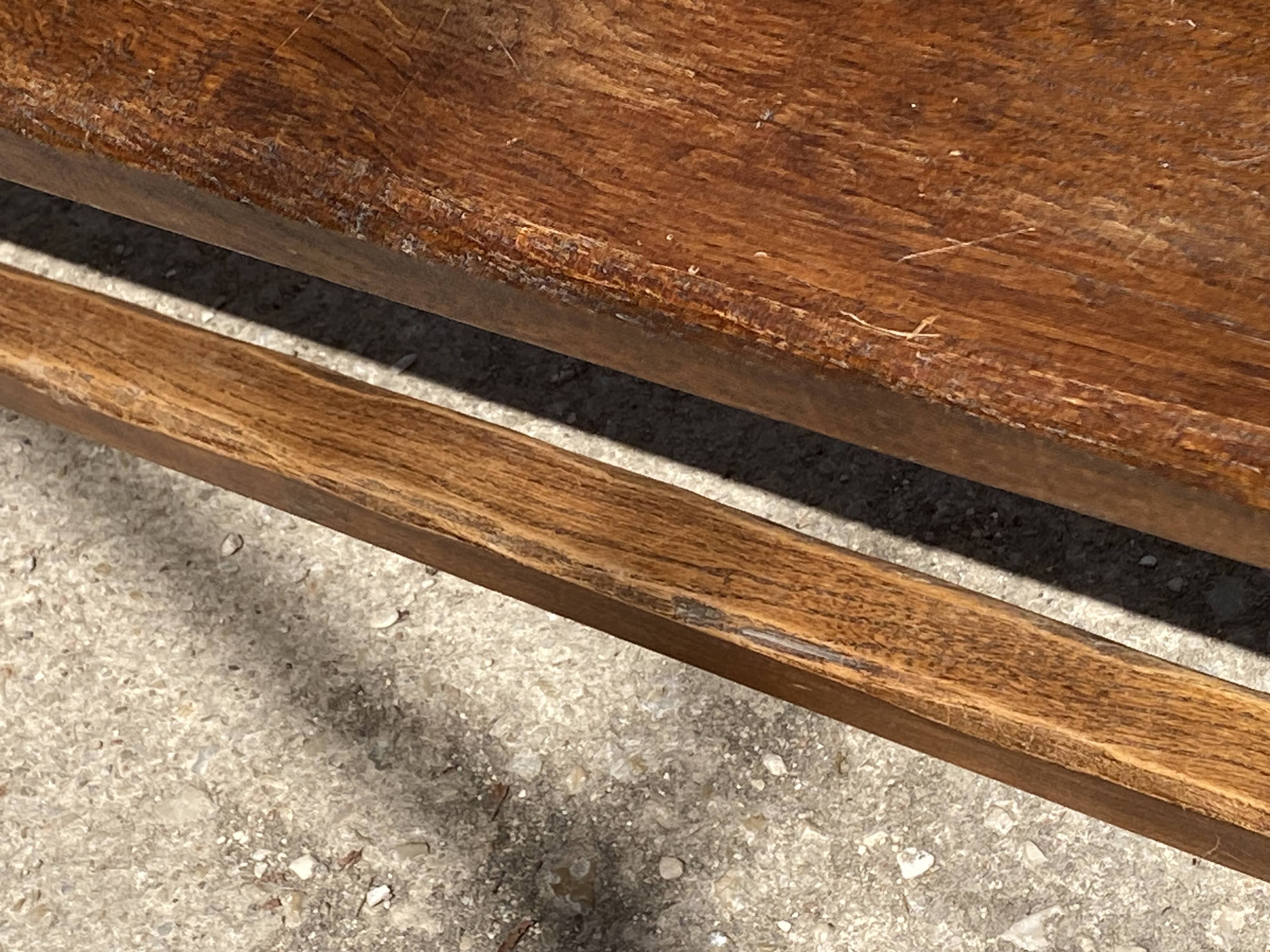 Solid oak farmhouse bench 140cm for rustic farmhouse table 1950
