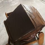 Armchairs in leather and vintage wood 70's