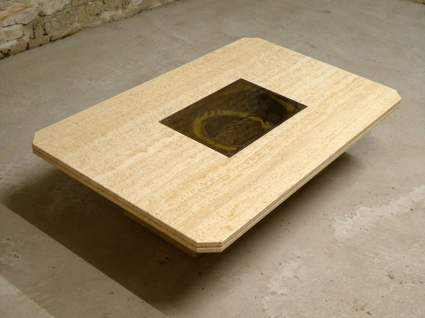 georges Mathias' large travertine coffee table, Belgium, 1970