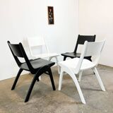 Set of 4 stacking chairs by Casala, beech, 1950s