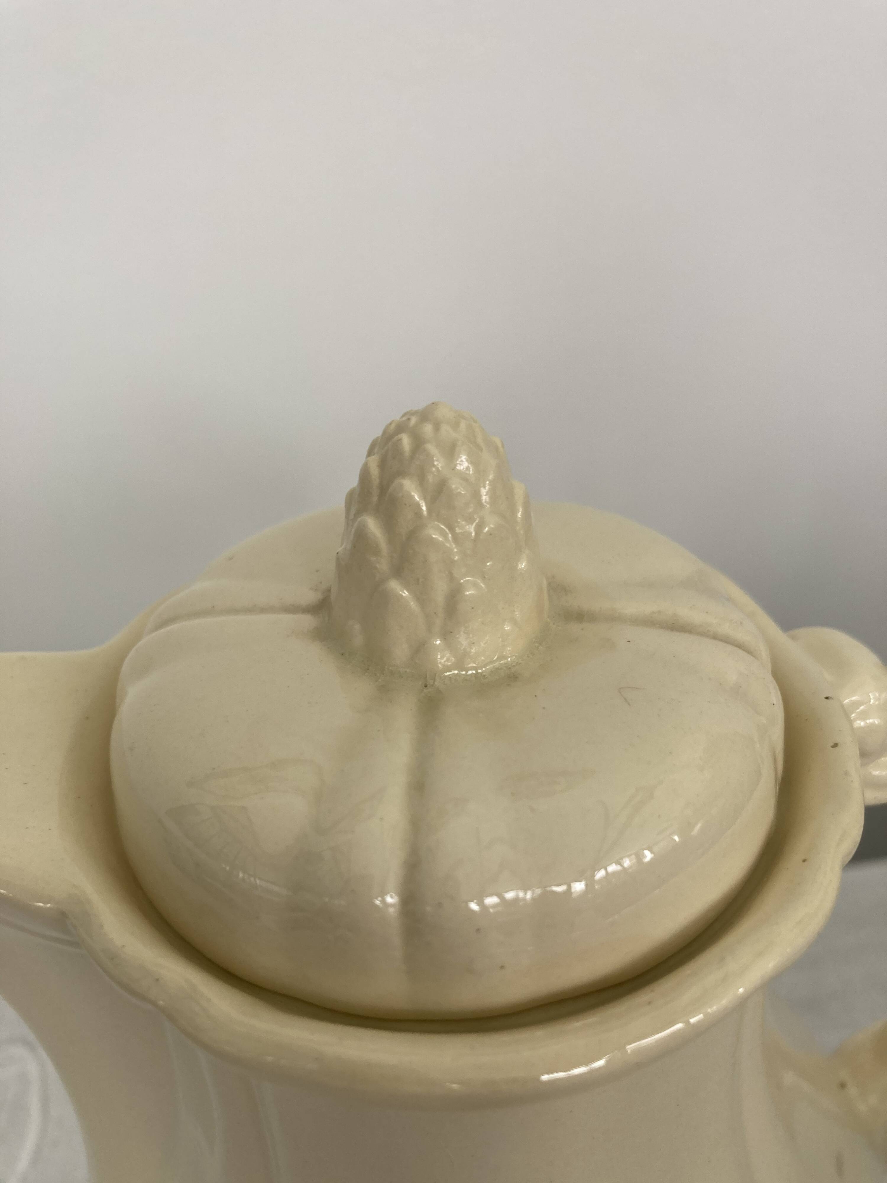 Plain ivory teapot Digoin Sarreguemines