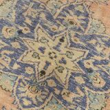 Samon & Blue Luxury Vintage Rug, Large Area Vintage Persian Rug, 218x302 Cm