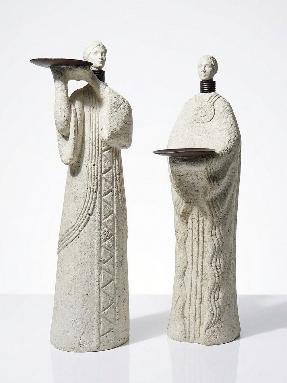 Pair of candlesticks "Akwe Priestesses" contemporary African Holländer style