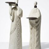 Pair of candlesticks "Akwe Priestesses" contemporary African Holländer style
