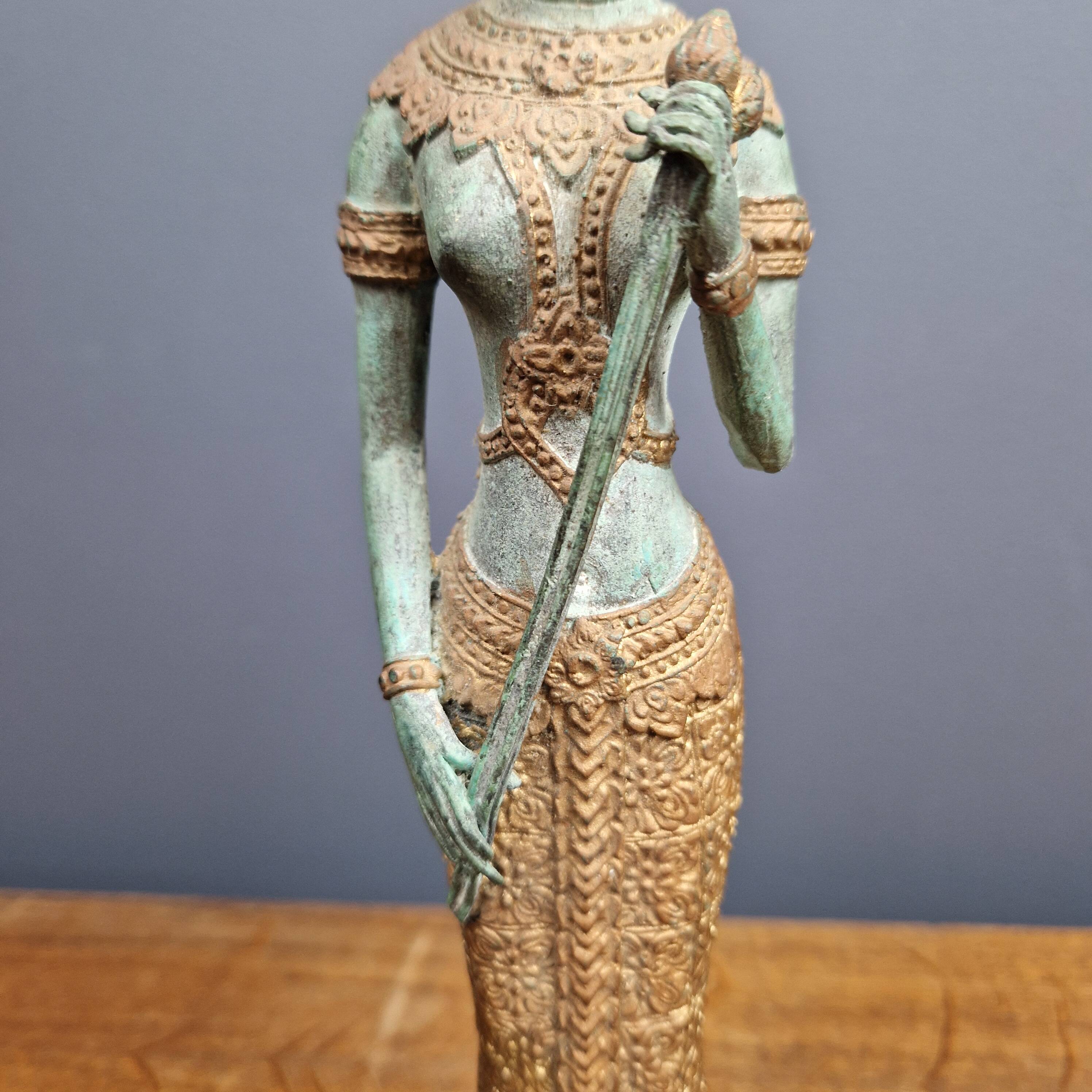 Ancient bronze sculpture divinity Apsara India 20th Hindu goddess statue