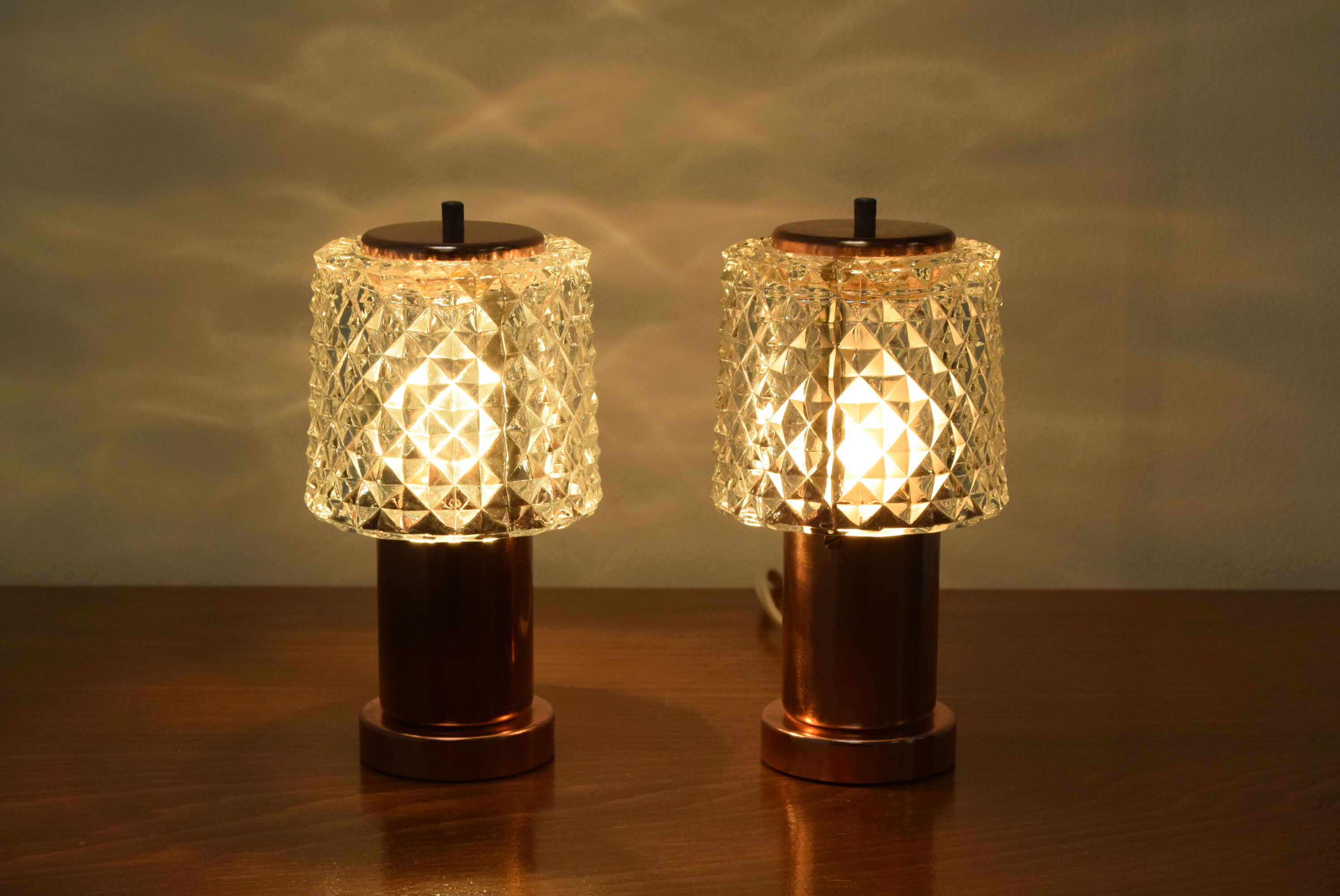 Pair of Table Small Lamps  by Kamenicky Senov, Preciosa,1970‘s.